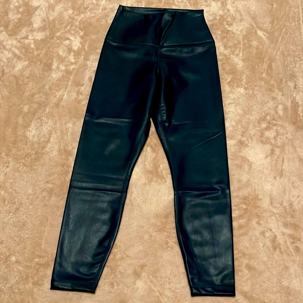90 Degree By Reflex High Waist Faux Leather Fleece Lined Ankle Leggings Size M